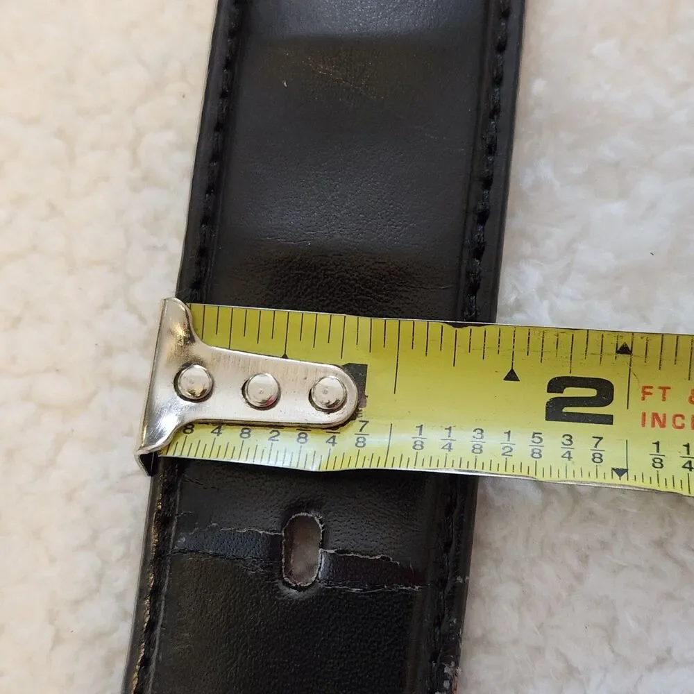 Genuine Black Leather Mens L (38-40) Embossed American Eagle USA Biker Belt
